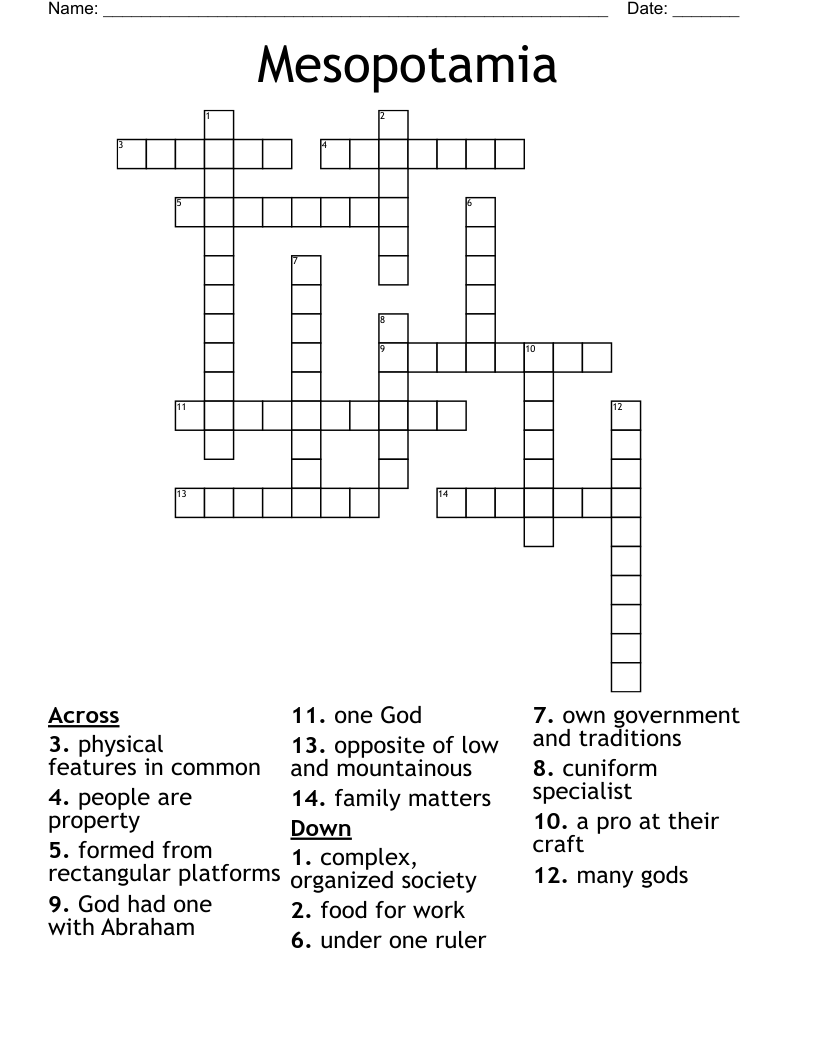Mesopotamia Crossword