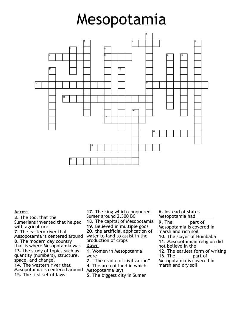Mesopotamia Crossword