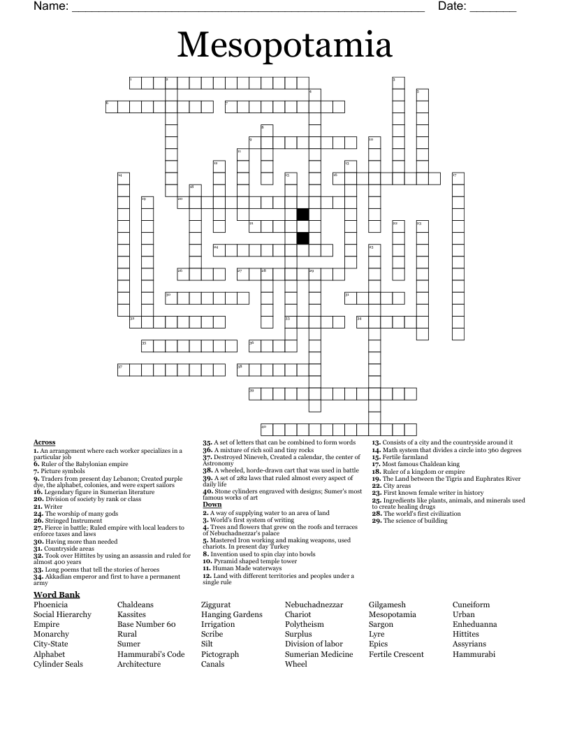 Mesopotamia Crossword