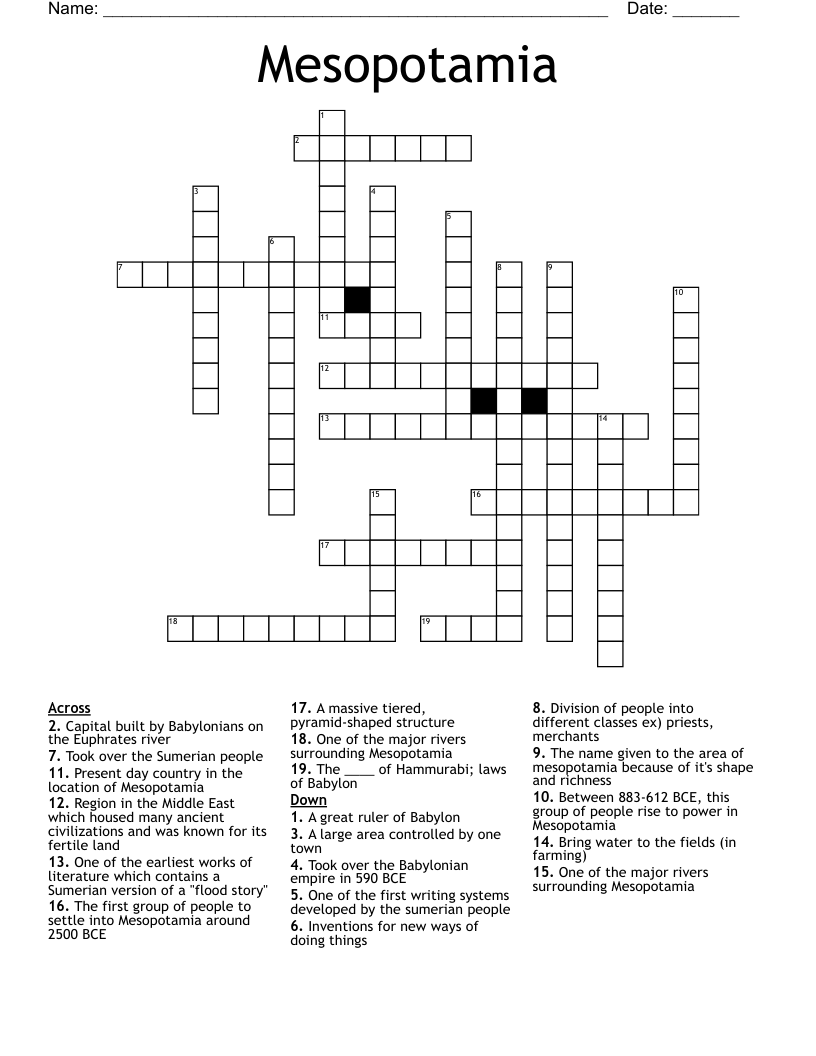Mesopotamia Crossword