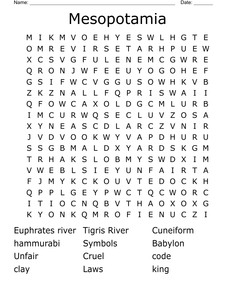Mesopotamia Word Search