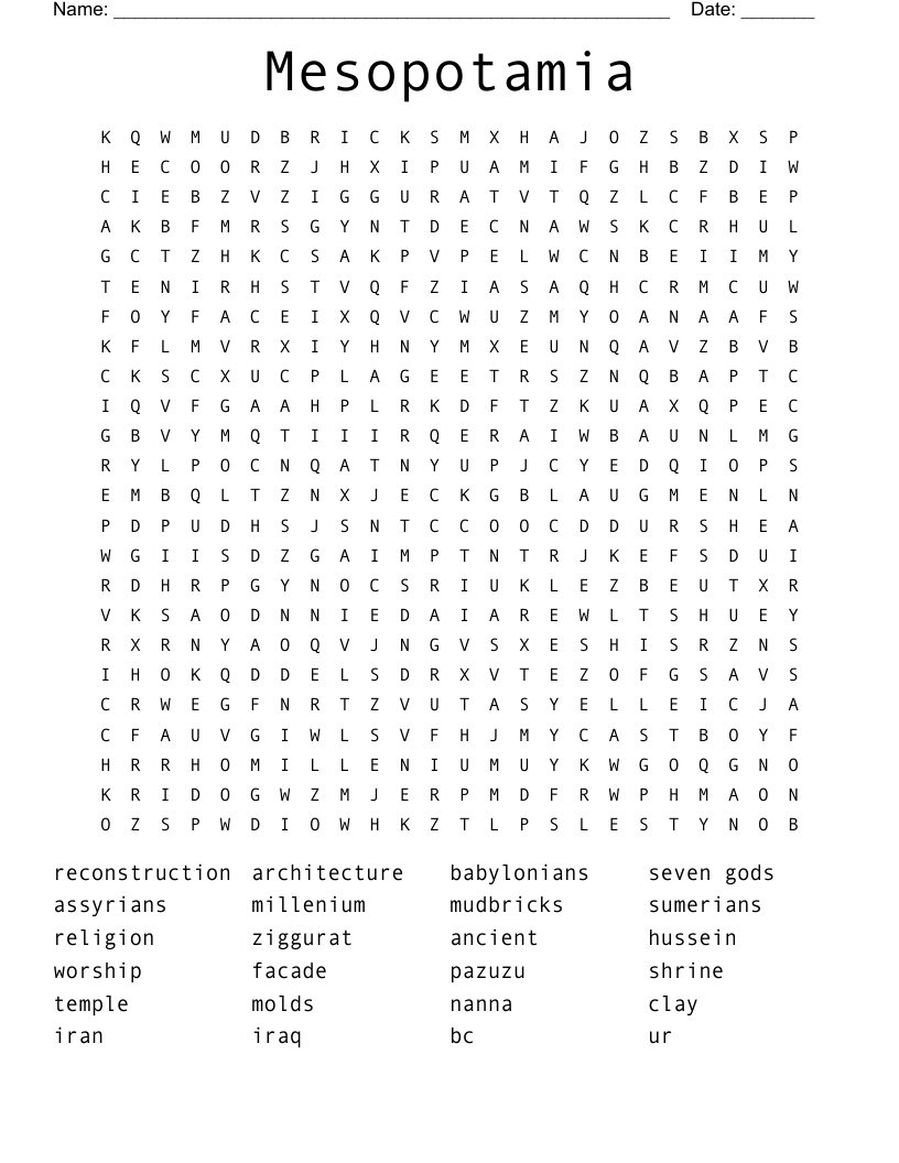 Mesopotamia Word Search