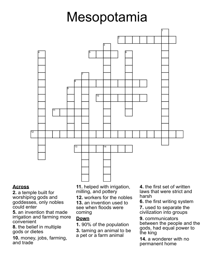 Mesopotamia Crossword