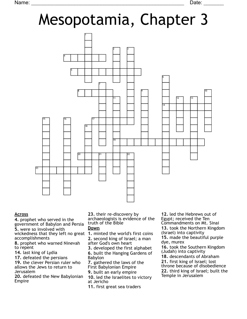 Mesopotamia, Chapter 3 Crossword