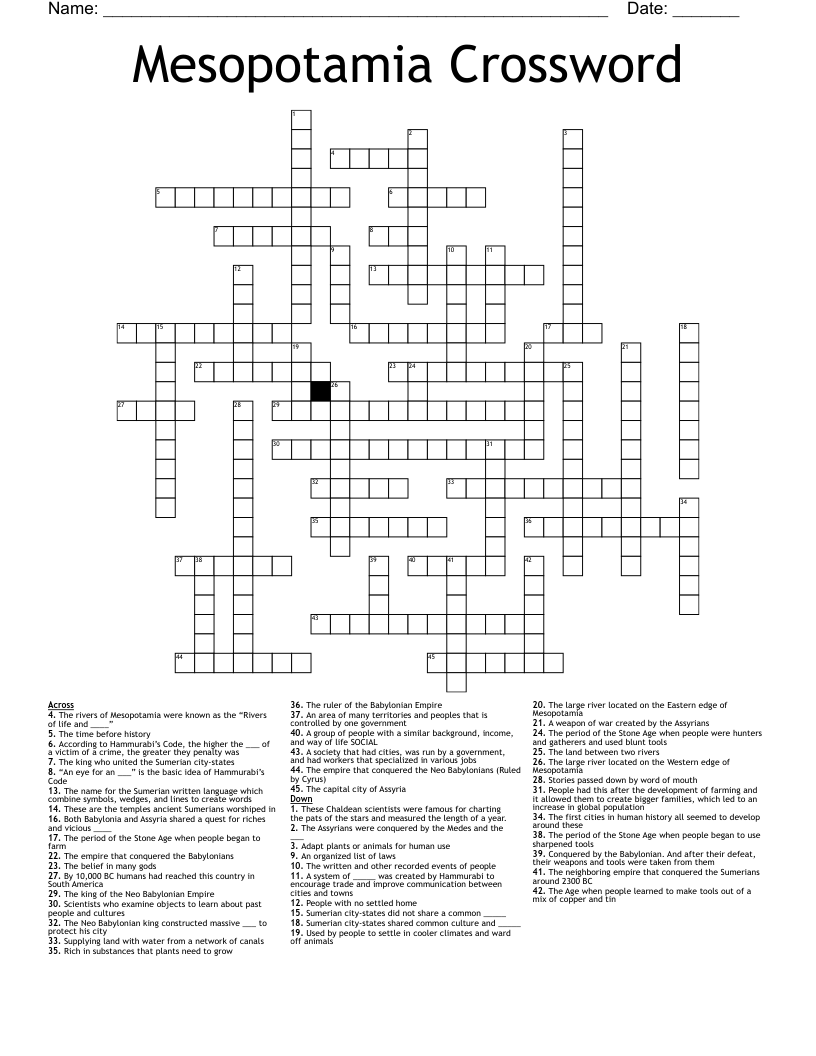 Mesopotamia Crossword