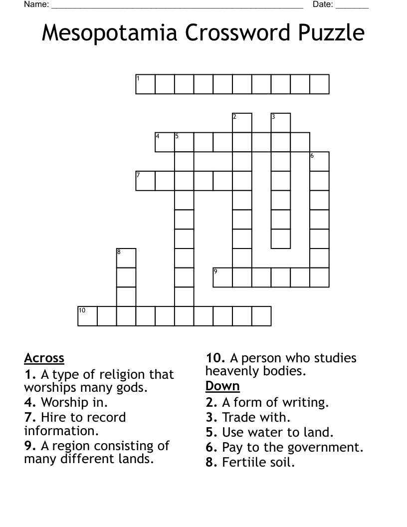 Mesopotamia Crossword Puzzle
