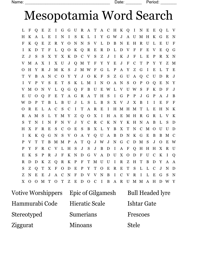 Mesopotamia Word Search