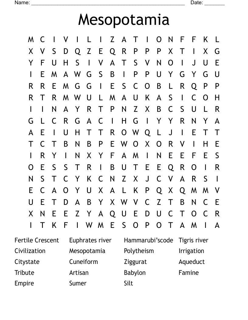 Mesopotamia  Word Search