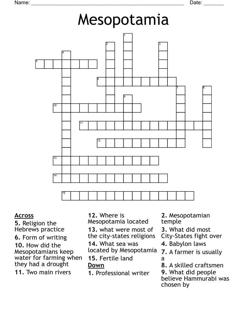 Mesopotamia  Crossword