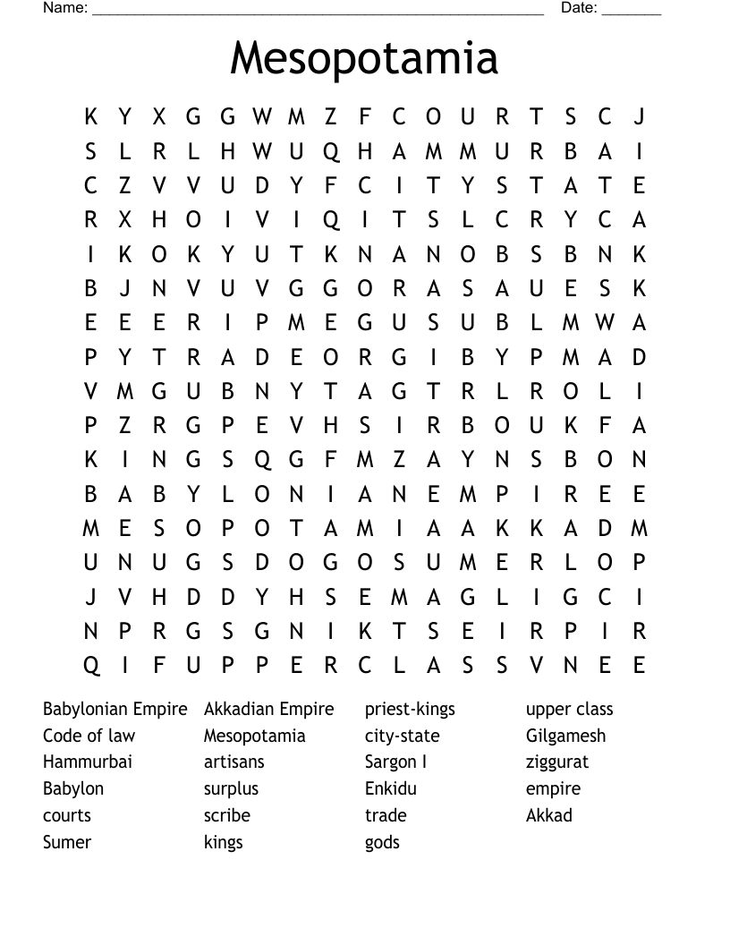 Mesopotamia  Word Search