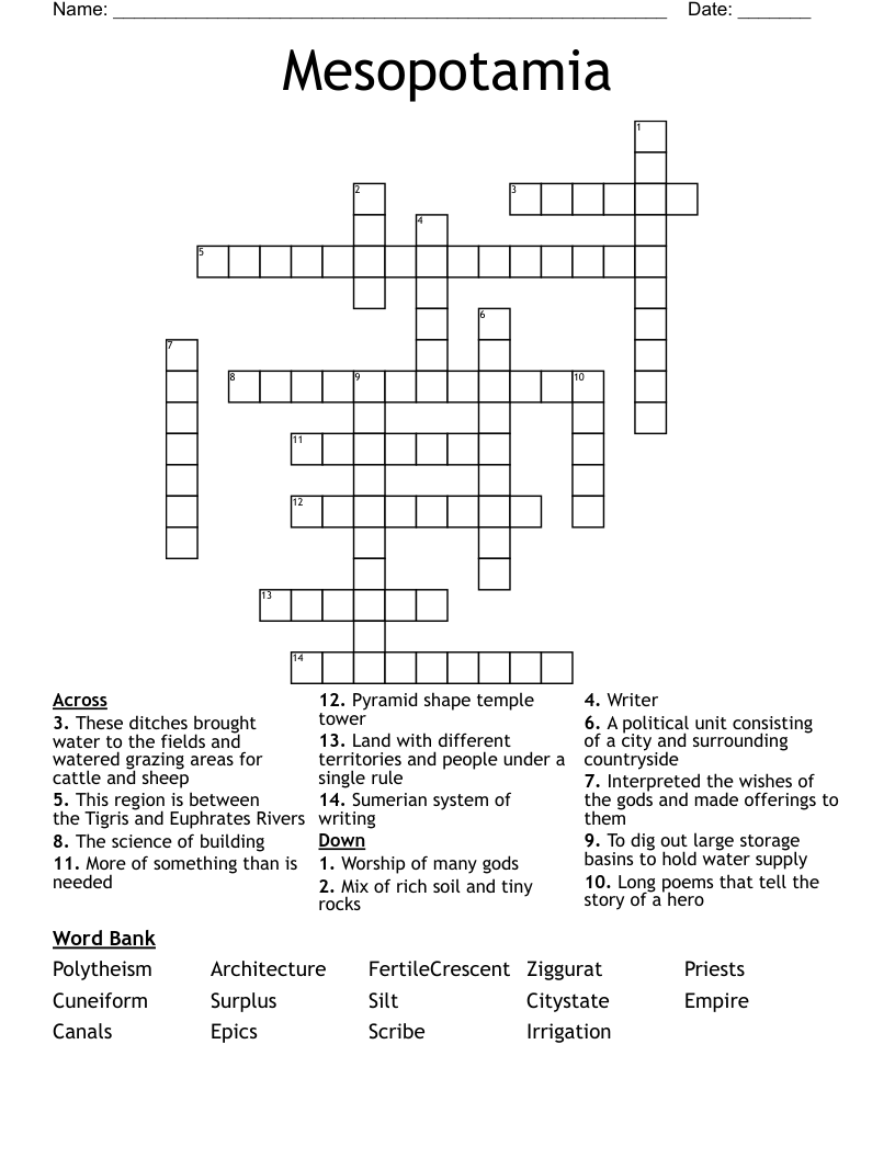 Mesopotamia  Crossword