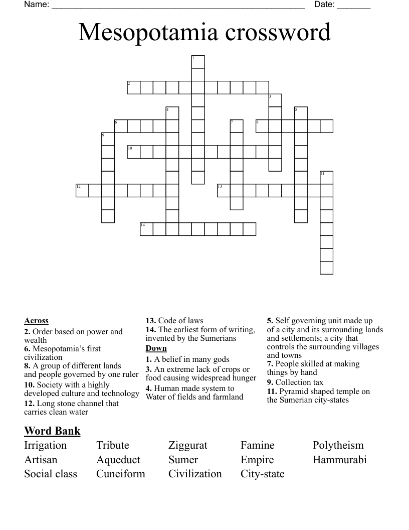 Mesopotamia crossword 