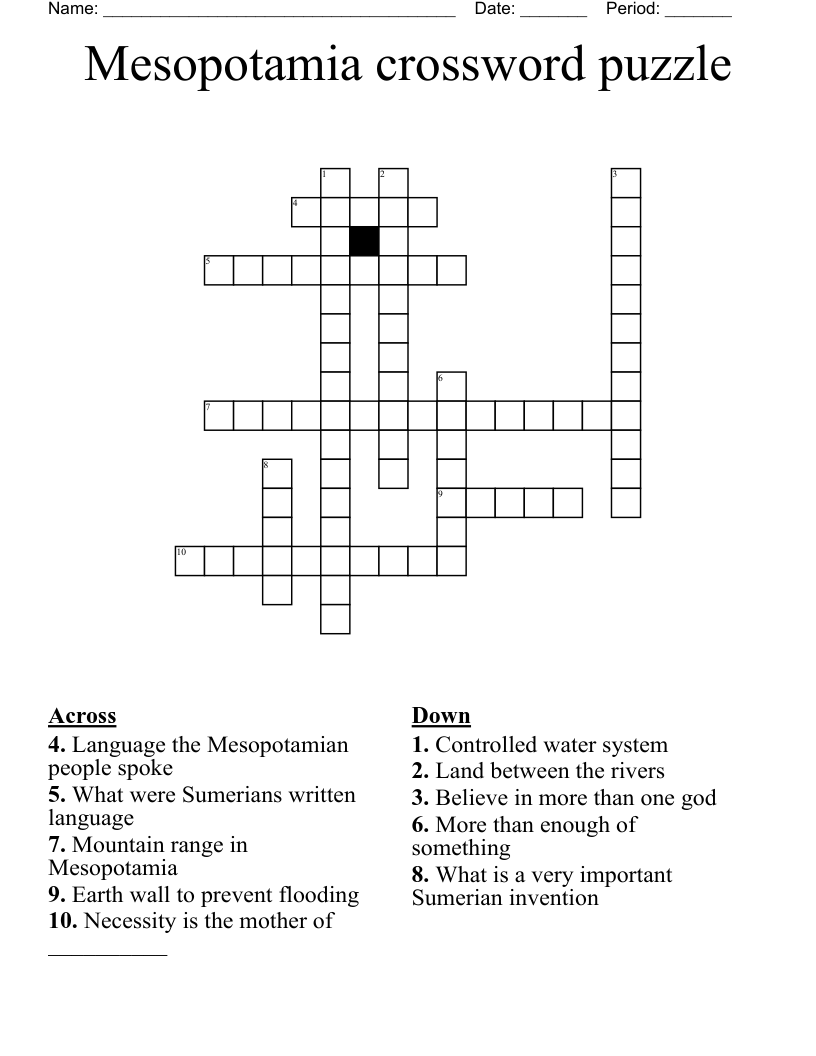 Mesopotamia crossword puzzle