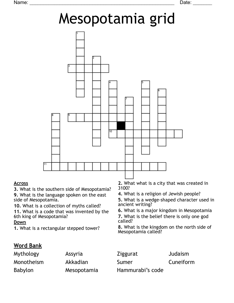 Mesopotamia grid  Crossword