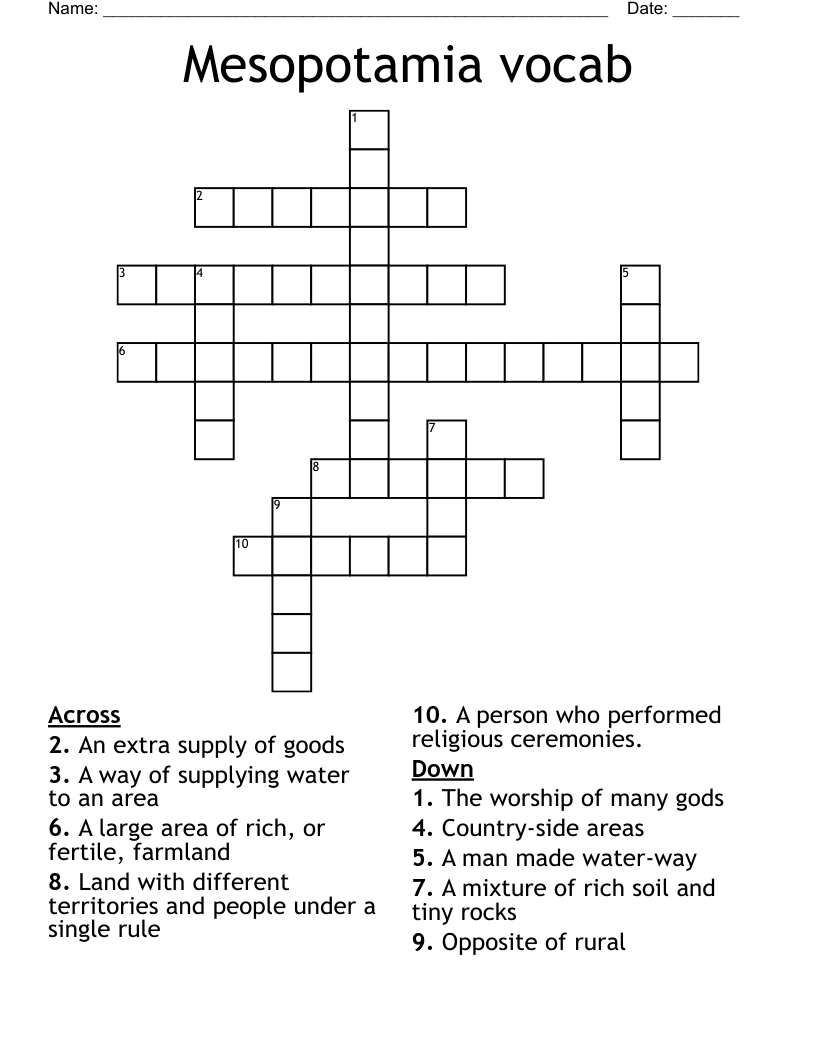 Mesopotamia vocab Crossword