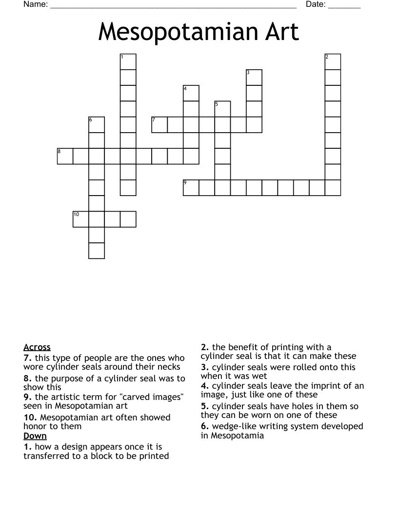 Mesopotamian Art Crossword