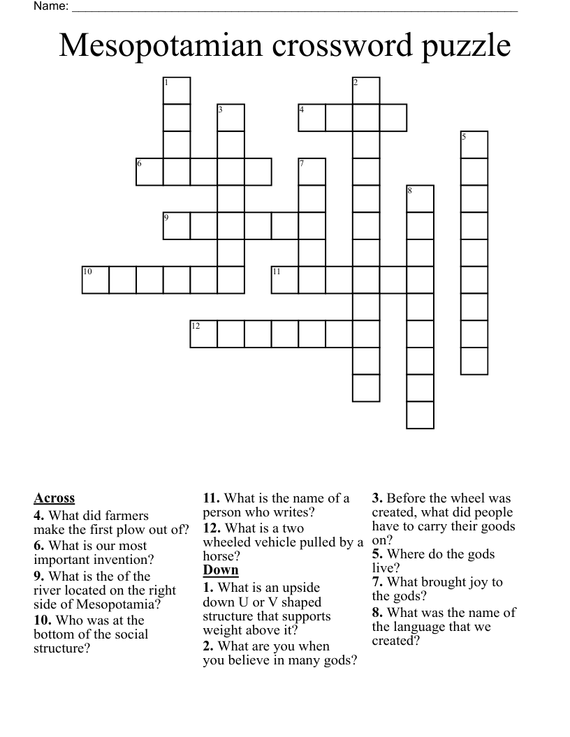 Mesopotamian crossword puzzle