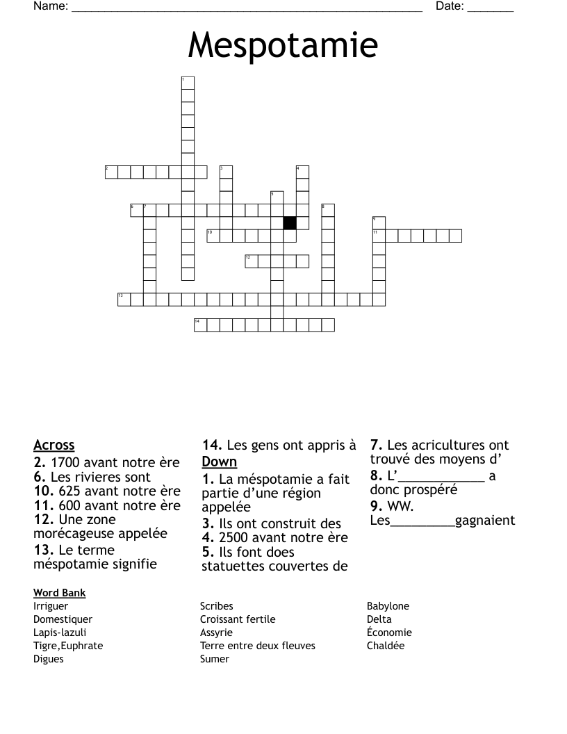 Mespotamie Crossword
