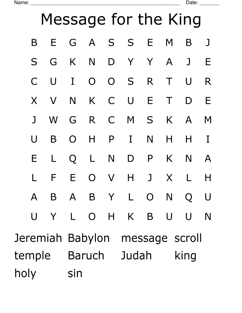 Message for the King Word Search