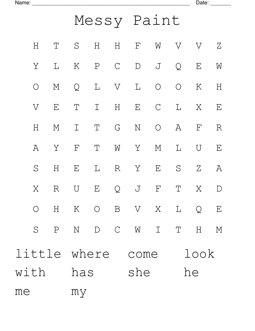 Messy Paint Word Search