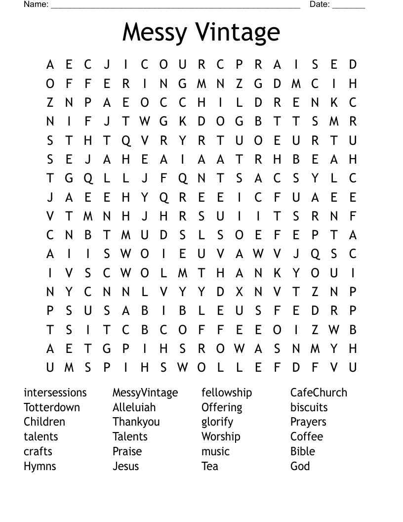 Messy Vintage Word Search