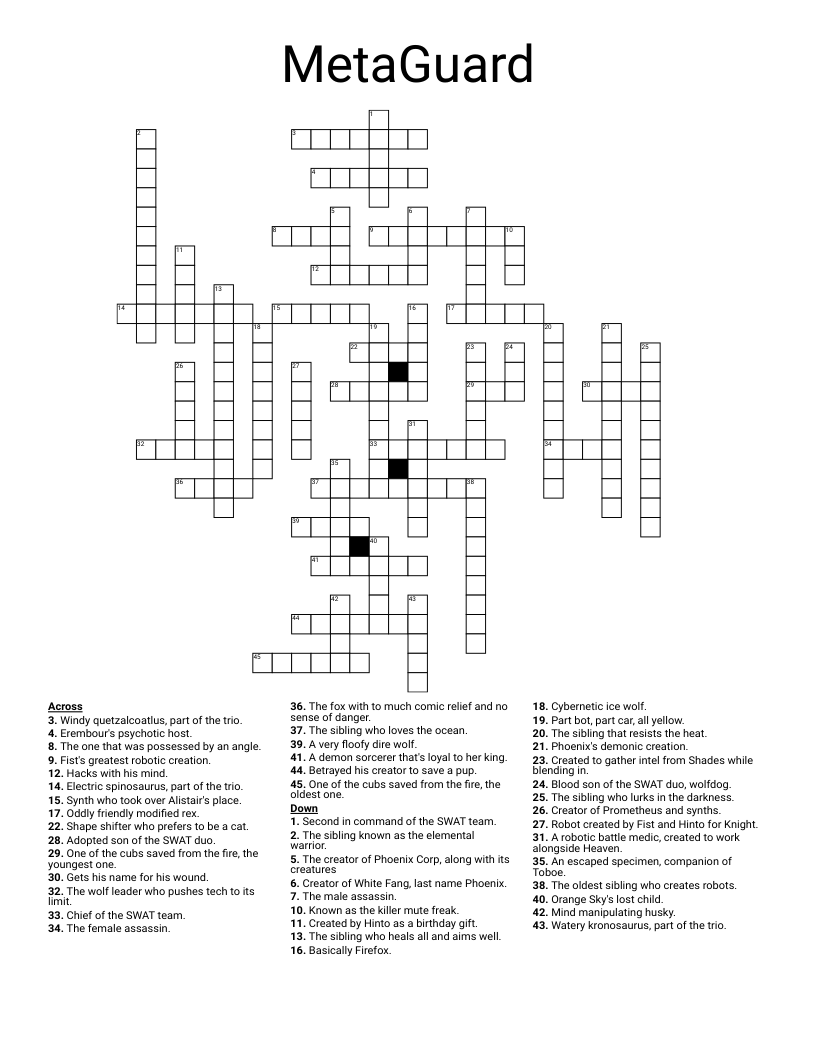 MetaGuard Crossword