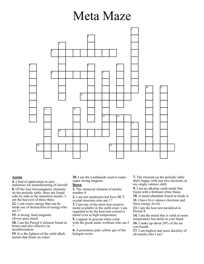 Meta Maze  Crossword