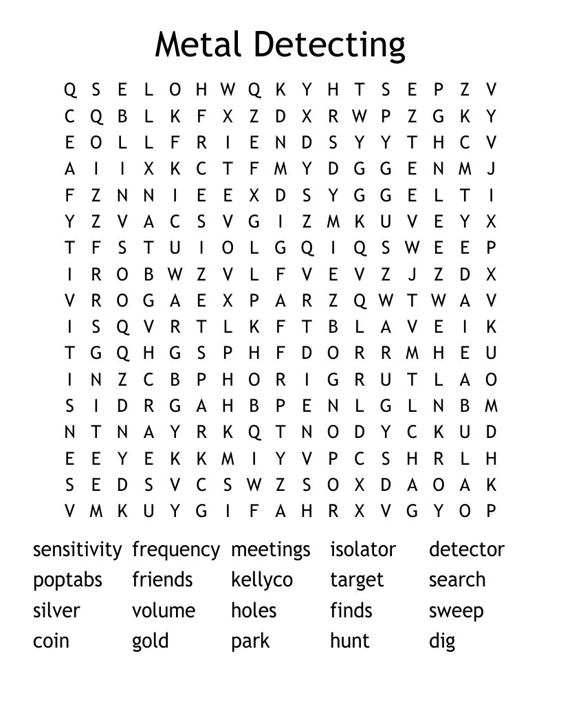 Metal Detecting Word Search
