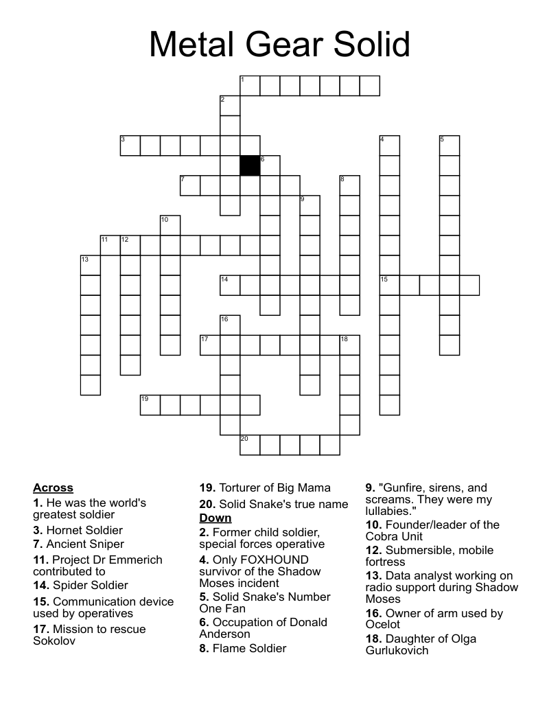 Metal Gear Solid Crossword