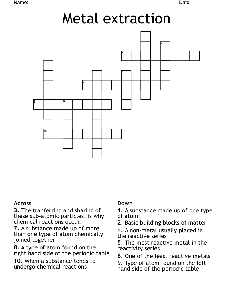 Metal extraction Crossword