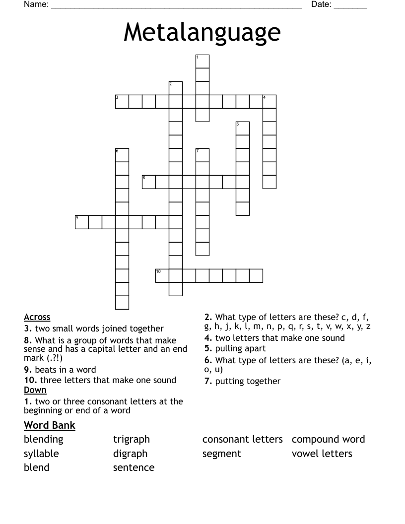 Metalanguage Crossword