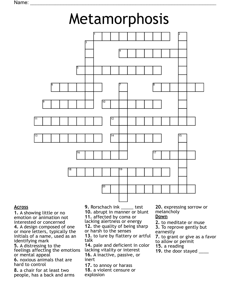 Metamorphosis Crossword
