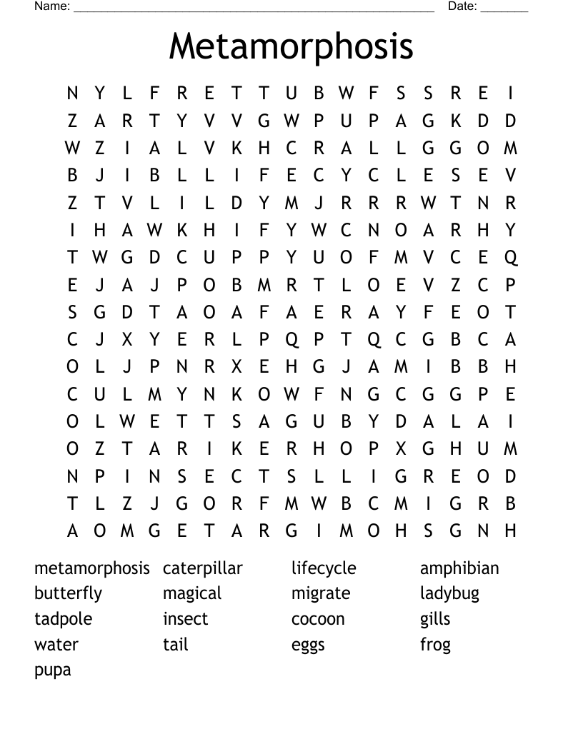 Metamorphosis Word Search