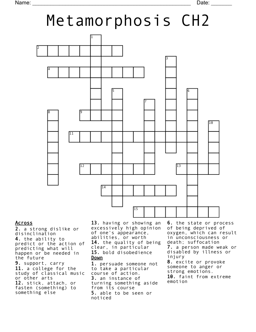 Metamorphosis CH2 Crossword