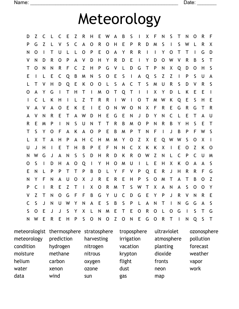 Meteorology Word Search