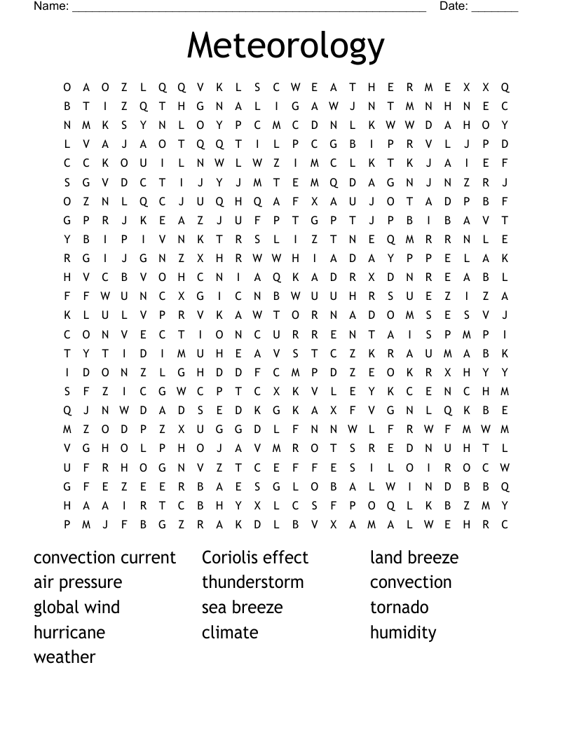 Meteorology Word Search