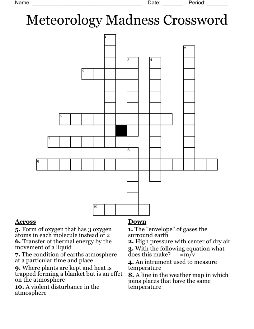 Meteorology Madness Crossword