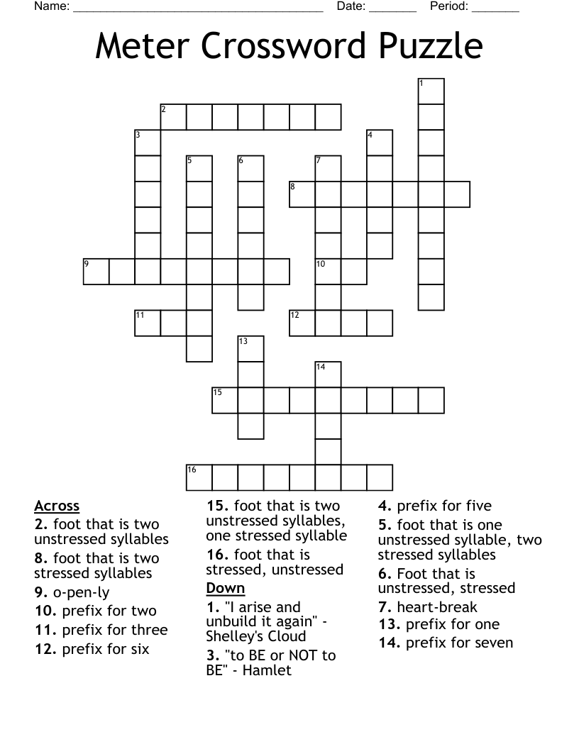 Meter Crossword Puzzle