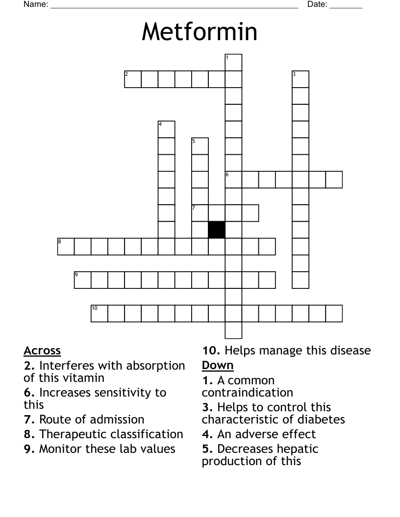 Metformin Crossword