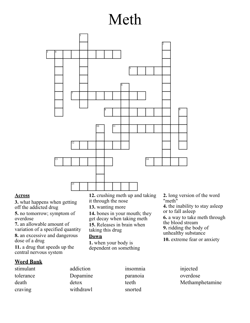 Meth Crossword