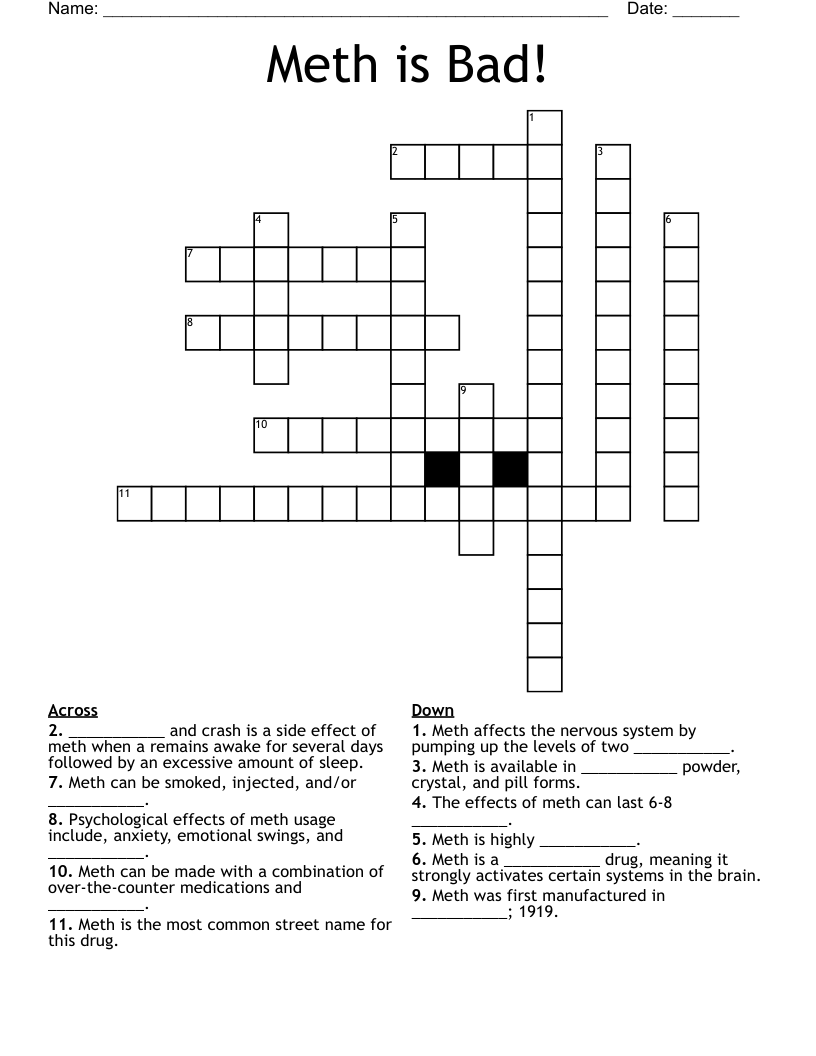 Meth is Bad! Crossword