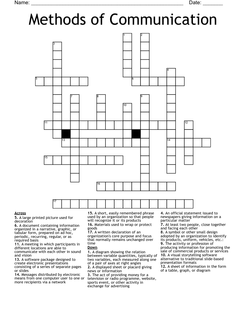 Methods of Communication Crossword