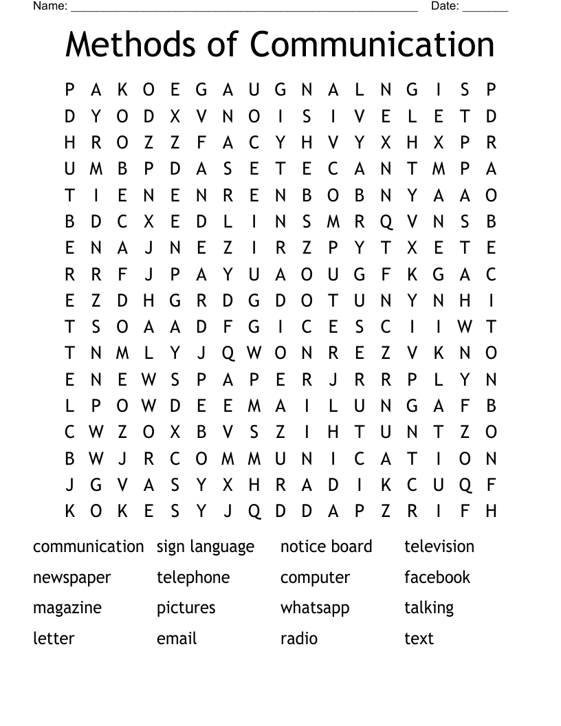 Methods of Communication  Word Search
