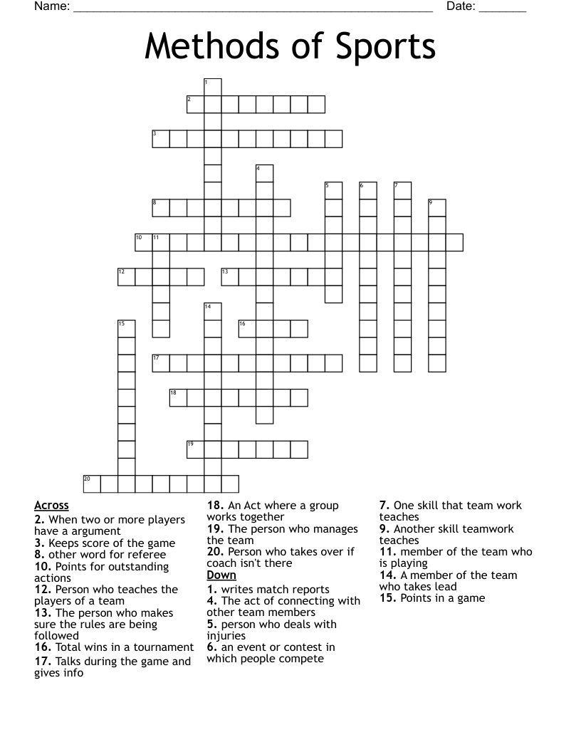 Methods of Sports Crossword