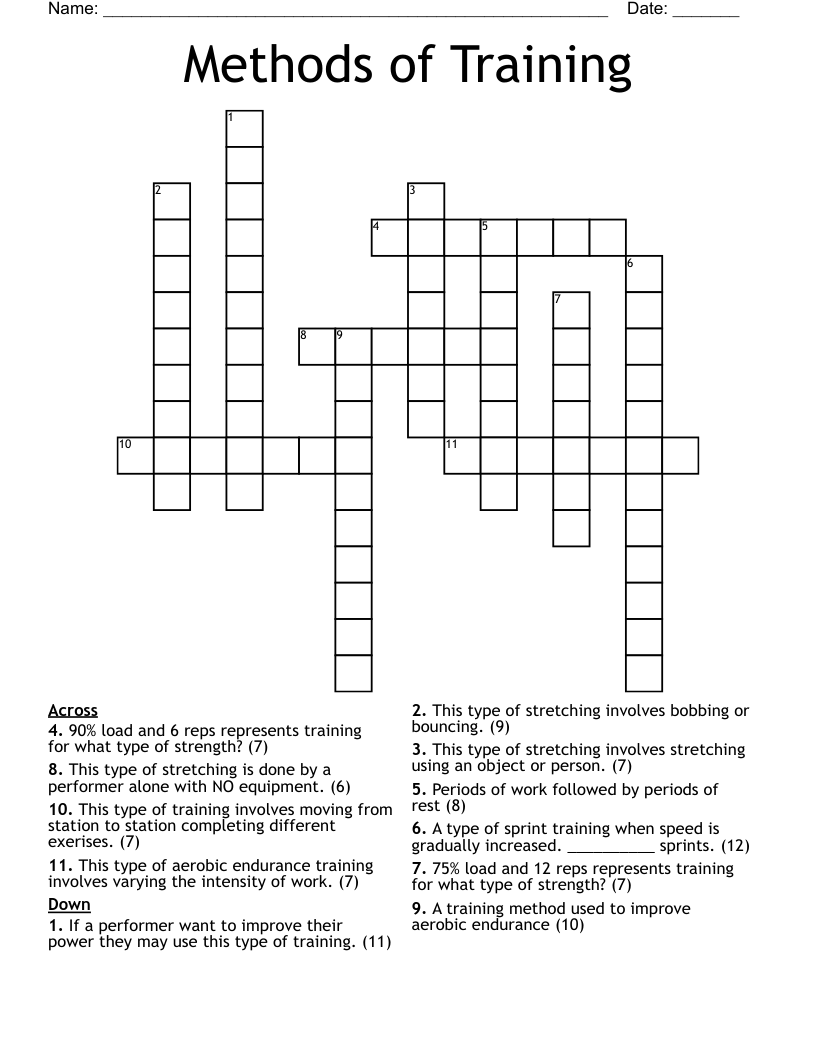 Methods of Training Crossword
