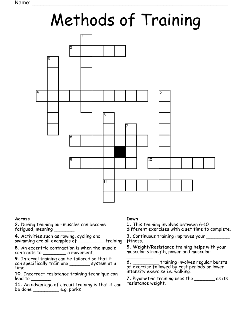 Methods of Training Crossword