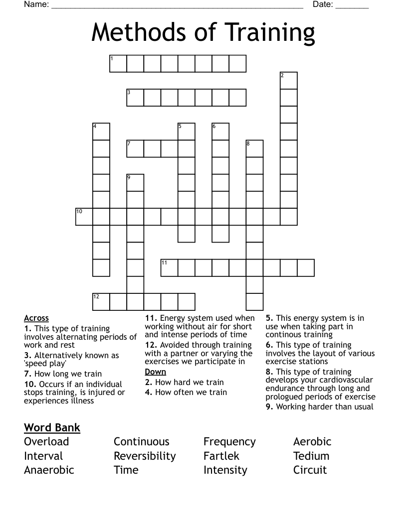 Methods of Training Crossword