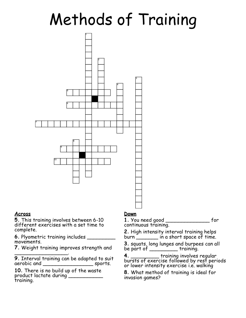 Methods of Training Crossword