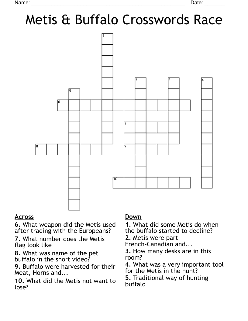 Metis & Buffalo Crosswords Race