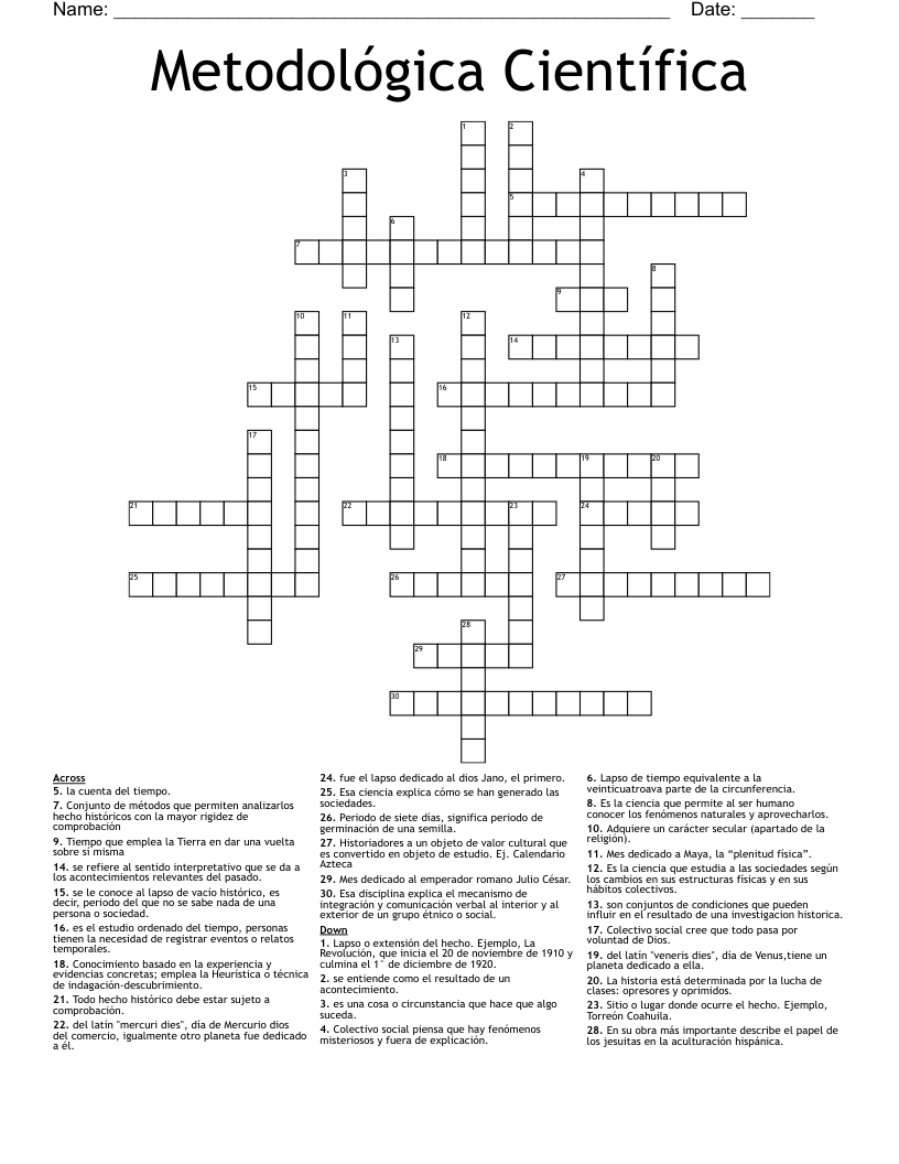 Metodológica Científica  Crossword